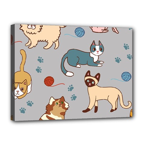 Cats Pattern Canvas 16  X 12  (stretched) by Jancukart