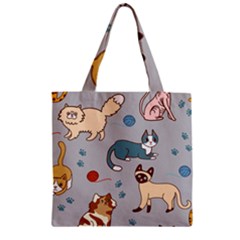 Cats Pattern Zipper Grocery Tote Bag by Jancukart