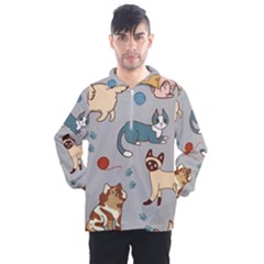 Cats Pattern Men s Half Zip Pullover by Jancukart