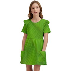 Banana Leaf Kids  Frilly Sleeves Pocket Dress by artworkshop