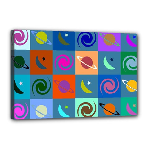 Space-pattern Multicolour Canvas 18  X 12  (stretched) by Jancukart