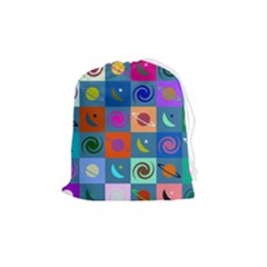 Space-pattern Multicolour Drawstring Pouch (medium) by Jancukart