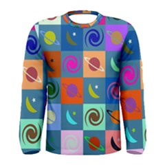 Space-pattern Multicolour Men s Long Sleeve Tee