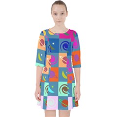 Space-pattern Multicolour Quarter Sleeve Pocket Dress by Jancukart