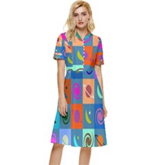 Space-pattern Multicolour Button Top Knee Length Dress by Jancukart