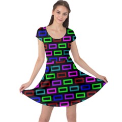 Colourful Bricks Pattern Colour Cap Sleeve Dress by Jancukart