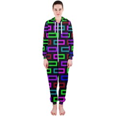 Colourful Bricks Pattern Colour Hooded Jumpsuit (ladies) by Jancukart