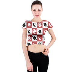 Space Pattern Colour Crew Neck Crop Top