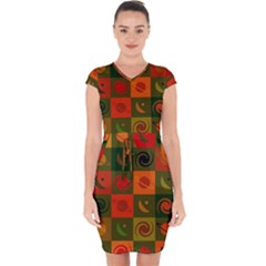 Space Pattern Multicolour Capsleeve Drawstring Dress  by Jancukart