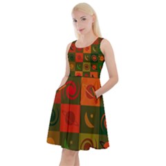 Space Pattern Multicolour Knee Length Skater Dress With Pockets by Jancukart