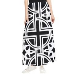 Black And White Geometric Geometry Pattern Maxi Chiffon Skirt by Jancukart