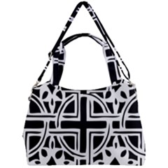 Black And White Geometric Geometry Pattern Double Compartment Shoulder Bag