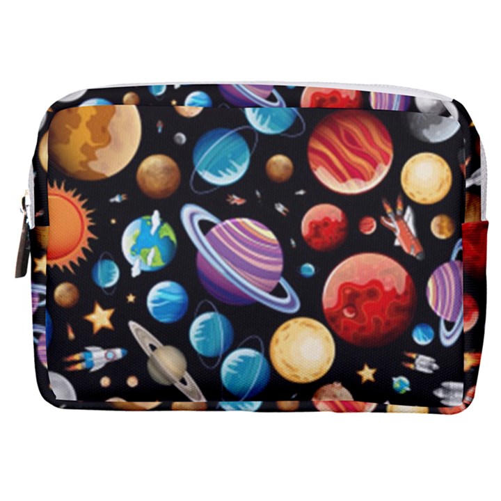 Background-with-many-planets-space Make Up Pouch (Medium)
