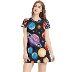 Background-with-many-planets-space Women s Sports Skirt by Jancukart