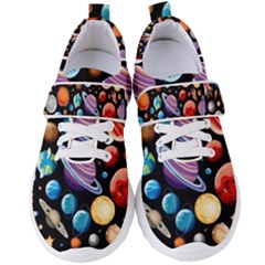 Background-with-many-planets-space Women s Velcro Strap Shoes
