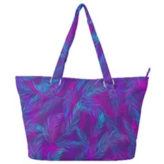 Leaf-pattern-with-neon-purple-background Full Print Shoulder Bag by Jancukart