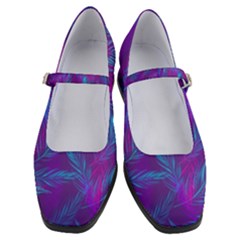 Leaf-pattern-with-neon-purple-background Women s Mary Jane Shoes by Jancukart
