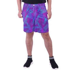 Leaf-pattern-with-neon-purple-background Men s Pocket Shorts by Jancukart