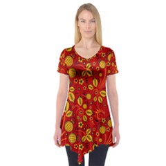 Seamless-pattern-slavic-folk-style Short Sleeve Tunic 