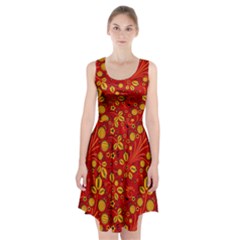 Seamless-pattern-slavic-folk-style Racerback Midi Dress