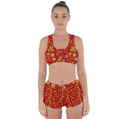 Seamless-pattern-slavic-folk-style Racerback Boyleg Bikini Set