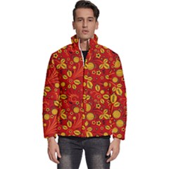 Seamless-pattern-slavic-folk-style Men s Puffer Bubble Jacket Coat