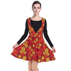 Seamless-pattern-slavic-folk-style Plunge Pinafore Dress