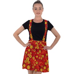 Seamless-pattern-slavic-folk-style Velvet Suspender Skater Skirt