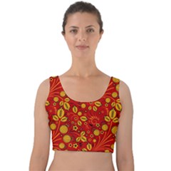 Seamless-pattern-slavic-folk-style Velvet Crop Top