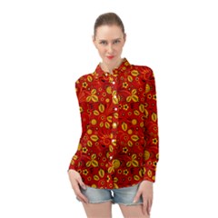 Seamless-pattern-slavic-folk-style Long Sleeve Chiffon Shirt