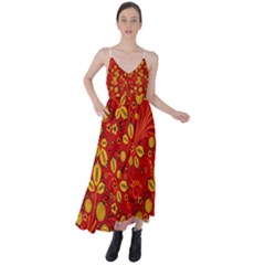 Seamless-pattern-slavic-folk-style Tie Back Maxi Dress