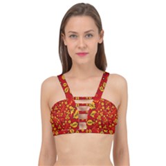 Seamless-pattern-slavic-folk-style Cage Up Bikini Top