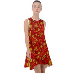 Seamless-pattern-slavic-folk-style Frill Swing Dress