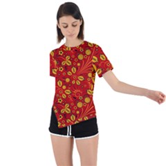 Seamless-pattern-slavic-folk-style Asymmetrical Short Sleeve Sports Tee