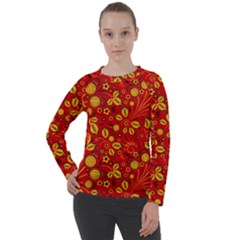 Seamless-pattern-slavic-folk-style Women s Long Sleeve Raglan Tee