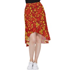 Seamless-pattern-slavic-folk-style Frill Hi Low Chiffon Skirt