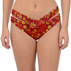 Seamless-pattern-slavic-folk-style Double Strap Halter Bikini Bottom