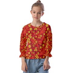 Seamless-pattern-slavic-folk-style Kids  Cuff Sleeve Top