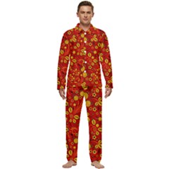 Seamless-pattern-slavic-folk-style Men s Long Sleeve Velvet Pocket Pajamas Set