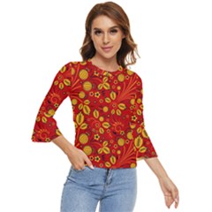 Seamless-pattern-slavic-folk-style Bell Sleeve Top