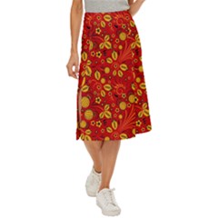 Seamless-pattern-slavic-folk-style Midi Panel Skirt