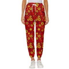 Seamless-pattern-slavic-folk-style Cropped Drawstring Pants