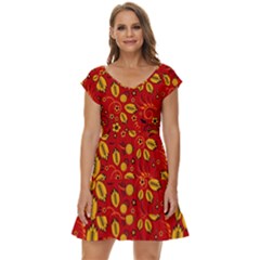 Seamless-pattern-slavic-folk-style Short Sleeve Tiered Mini Dress