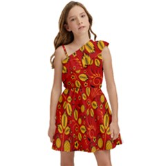 Seamless-pattern-slavic-folk-style Kids  One Shoulder Party Dress