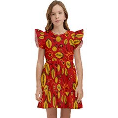 Seamless-pattern-slavic-folk-style Kids  Winged Sleeve Dress