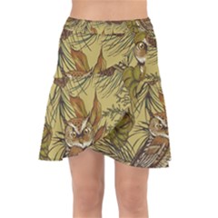 Forest-vintage-seamless-background-with-owls Wrap Front Skirt