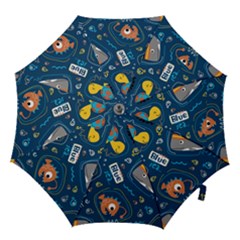 Seamless-pattern-vector-submarine-with-sea-animals-cartoon Hook Handle Umbrellas (large) by Jancukart