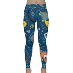 Seamless-pattern-vector-submarine-with-sea-animals-cartoon Classic Yoga Leggings by Jancukart