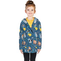 Seamless-pattern-vector-submarine-with-sea-animals-cartoon Kids  Double Breasted Button Coat by Jancukart