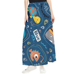 Seamless-pattern-vector-submarine-with-sea-animals-cartoon Maxi Chiffon Skirt by Jancukart